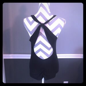 Sexy open back black top